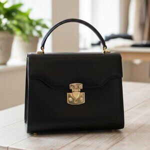 Scuola Del Cuoio Firenze Purse With Key Vintage Black Leather Italian Handbag